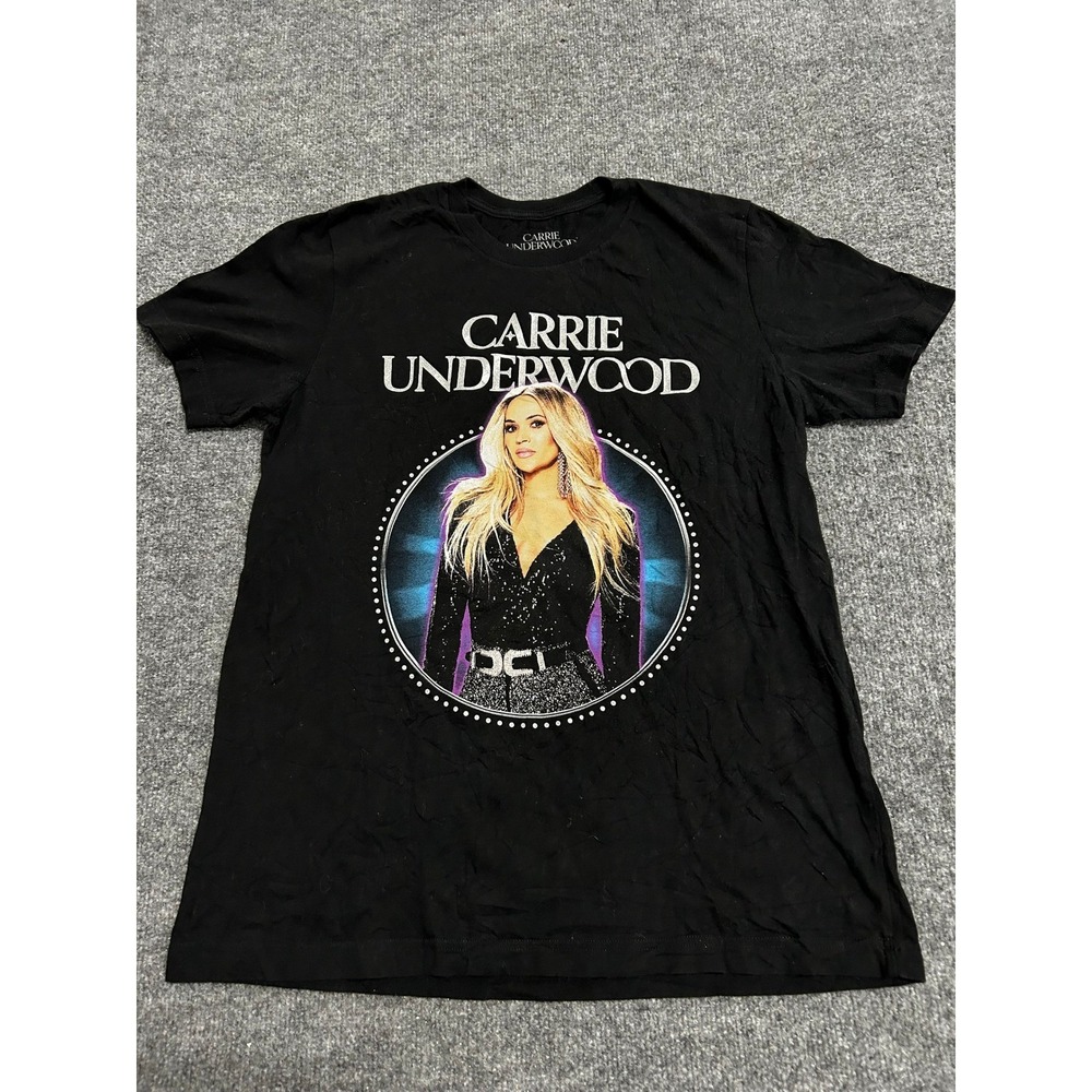 Carrie Underwood T-Shirt Womens Size L Black Denim & Rhinestones Tour